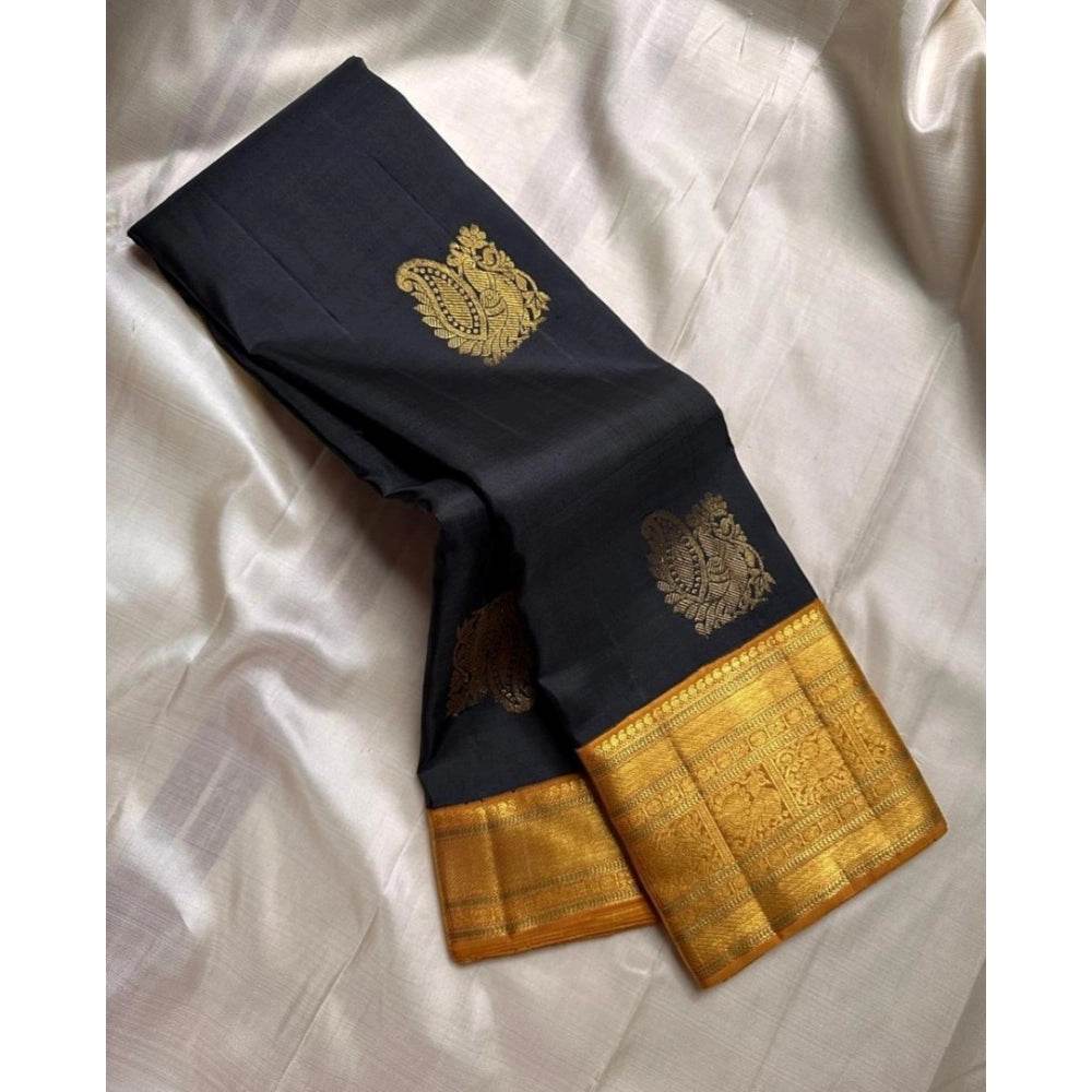 Generic Women's Silk Printed Saree With Unstitched Blouse 5.5Mtr (Black) - MYLUXURY LANE ENTERPRISE