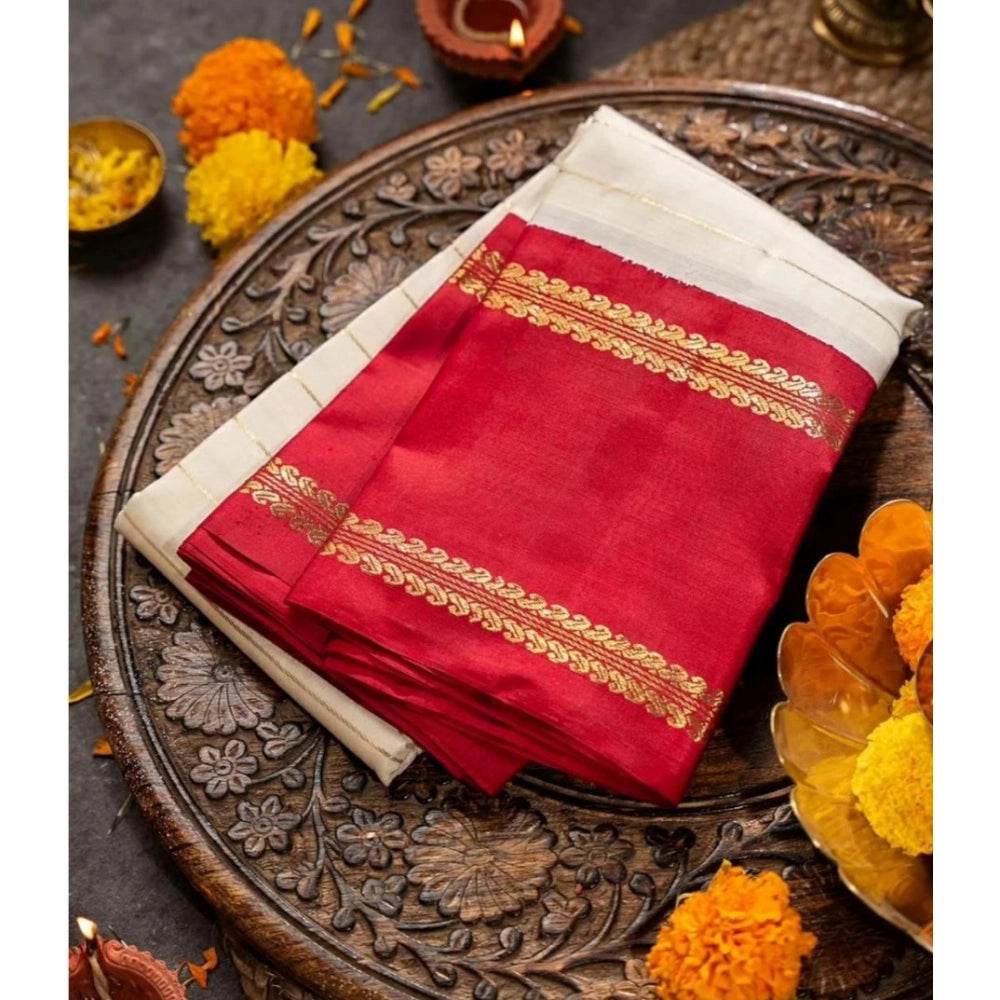 Generic Women's Silk Printed Saree With Unstitched Blouse 5.5Mtr (Off White) - MYLUXURY LANE ENTERPRISE