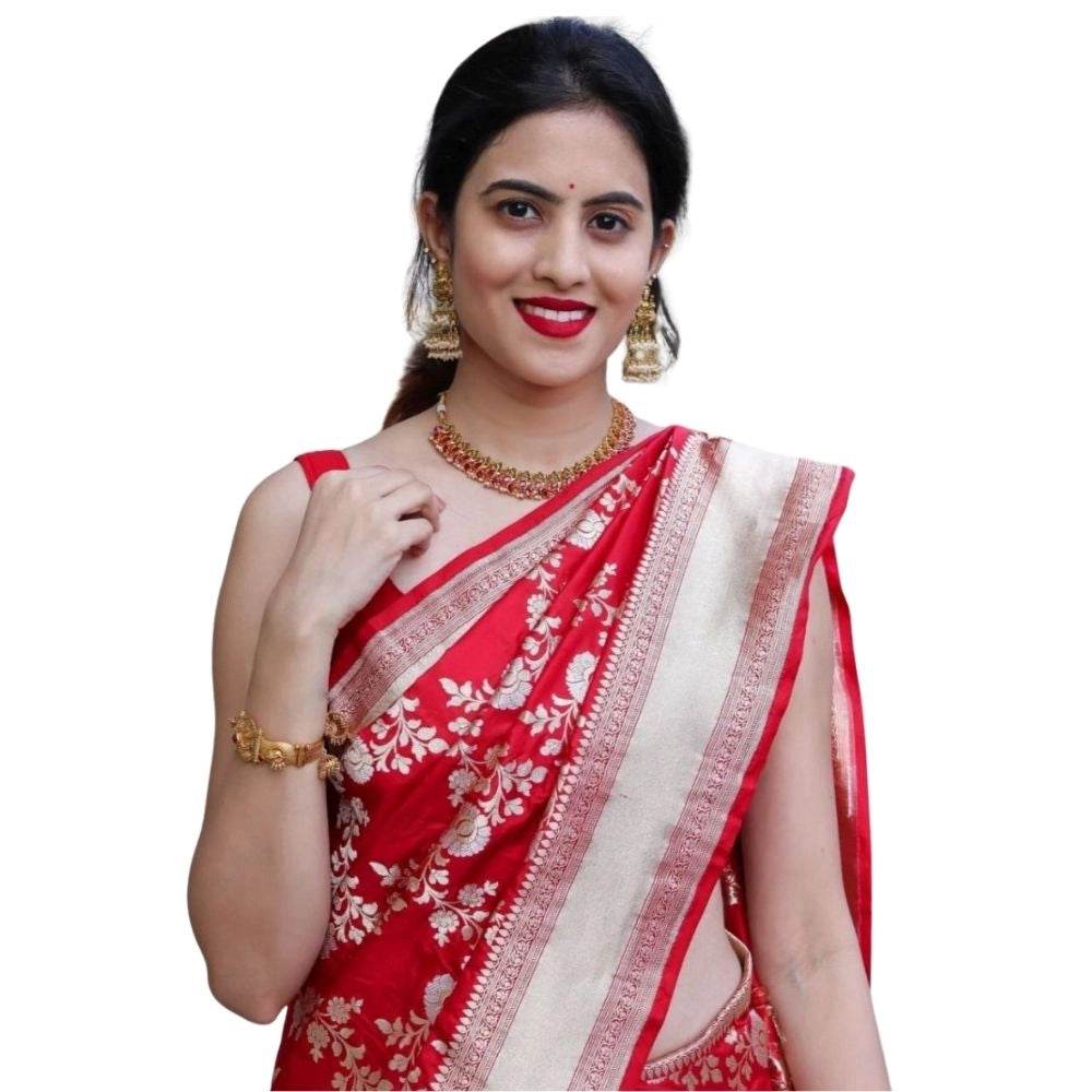 Generic Women's Silk Printed Saree With Unstitched Blouse 5.5Mtr (White) - MYLUXURY LANE ENTERPRISE