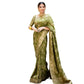 Generic Women's Silk Printed Saree With Unstitched Blouse 5.5Mtr (Olive Green) - MYLUXURY LANE ENTERPRISE