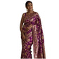 Generic Women's Silk Printed Saree With Unstitched Blouse 5.5Mtr (Purple) - MYLUXURY LANE ENTERPRISE