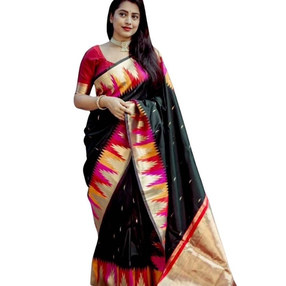 Generic Women's Silk Printed Saree With Unstitched Blouse 5.5Mtr (Multicolor) - MYLUXURY LANE ENTERPRISE