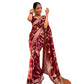 Generic Women's Silk Printed Saree With Unstitched Blouse 5.5Mtr (Maroon) - MYLUXURY LANE ENTERPRISE