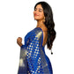 Generic Women's Silk Printed Saree With Unstitched Blouse 5.5Mtr (Royal Blue) - MYLUXURY LANE ENTERPRISE
