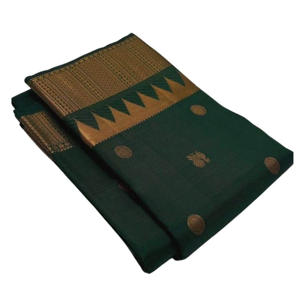 Generic Women's Silk Printed Saree With Unstitched Blouse 5.5Mtr (Green) - MYLUXURY LANE ENTERPRISE