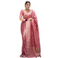 Generic Women's Silk Printed Saree With Unstitched Blouse 5.5Mtr (Peach) - MYLUXURY LANE ENTERPRISE