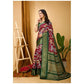 Generic Women's Soft Dola Cotton Kalamkari Printed Saree With Unstitched Blouse 5.5Mtr (Maroon) - MYLUXURY LANE ENTERPRISE