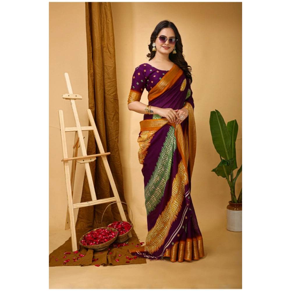 Generic Women's Soft Blooming Marshmallow Fabric Kalamkari Printed Saree With Unstitched Blouse 5.5Mtr (Wine) - MYLUXURY LANE ENTERPRISE