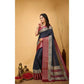 Generic Women's Soft Dola Cotton Kalamkari Printed Saree With Unstitched Blouse 5.5Mtr (Grey) - MYLUXURY LANE ENTERPRISE