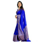 Generic Women's Soft Lichi Silk Solid Saree With Unstitched Blouse 5.5Mtr (Blue) - MYLUXURY LANE ENTERPRISE