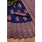 Generic Women's Soft Lichi Silk Printed Saree With Unstitched Blouse 5.5Mtr (Navy Blue) - MYLUXURY LANE ENTERPRISE
