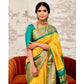 Generic Women's Soft Lichi Silk Printed Saree With Unstitched Blouse 5.5Mtr (Yellow) - MYLUXURY LANE ENTERPRISE
