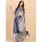 Generic Women's Soft Lichi Silk Printed Saree With Unstitched Blouse 5.5Mtr (Blue) - MYLUXURY LANE ENTERPRISE
