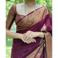 Generic Women's Soft Lichi Silk Solid Saree With Unstitched Blouse 5.5Mtr (Maroon) - MYLUXURY LANE ENTERPRISE