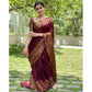 Generic Women's Soft Lichi Silk Solid Saree With Unstitched Blouse 5.5Mtr (Maroon) - MYLUXURY LANE ENTERPRISE
