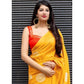 Generic Women's Soft Lichi Silk Printed Saree With Unstitched Blouse 5.5Mtr (Yellow) - MYLUXURY LANE ENTERPRISE
