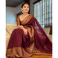 Generic Women's Soft Lichi Silk Solid Saree With Unstitched Blouse 5.5Mtr (Maroon) - MYLUXURY LANE ENTERPRISE