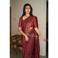 Generic Women's Soft Lichi Silk Solid Saree With Unstitched Blouse 5.5Mtr (Maroon) - MYLUXURY LANE ENTERPRISE