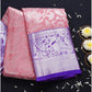 Generic Women's Soft Lichi Silk Printed Saree With Unstitched Blouse 5.5Mtr (Purple) - MYLUXURY LANE ENTERPRISE