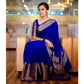 Generic Women's Soft Lichi Silk Solid Saree With Unstitched Blouse 5.5Mtr (Blue) - MYLUXURY LANE ENTERPRISE