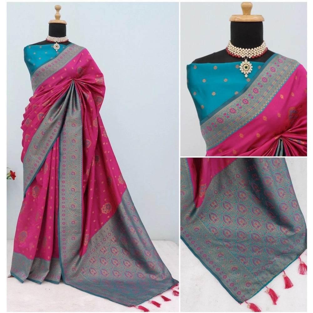 Generic Women's Banarasi Printed Saree With Unstitched Blouse 5.5Mtr (Rani) - MYLUXURY LANE ENTERPRISE
