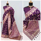 Generic Women's Satin Printed Saree With Unstitched Blouse 5.5Mtr (Purple) - MYLUXURY LANE ENTERPRISE