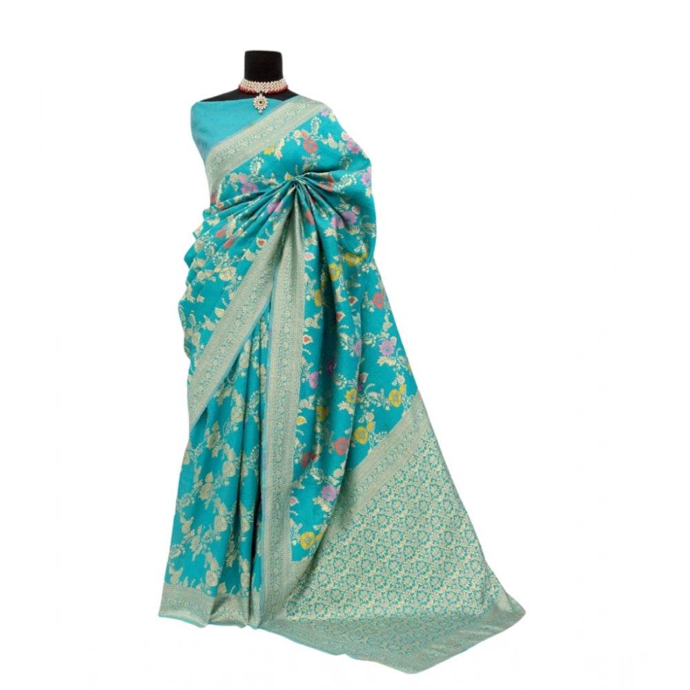 Generic Women's Banarasi Printed Saree With Unstitched Blouse 5.5Mtr (Rama) - MYLUXURY LANE ENTERPRISE