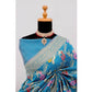 Generic Women's Banarasi Printed Saree With Unstitched Blouse 5.5Mtr (Aqua Blue) - MYLUXURY LANE ENTERPRISE