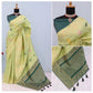 Generic Women's Banarasi Printed Saree With Unstitched Blouse 5.5Mtr (Light Green) - MYLUXURY LANE ENTERPRISE