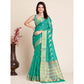 Generic Women's Silk Blend Printed Banarasi Saree With Unstitched Blouse (5.5Mtr, Rama Green) - MYLUXURY LANE ENTERPRISE
