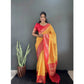 Generic Women's Silk Blend Woven Kanjivaram Saree With Unstitched Blouse (5.5Mtr, Yellow Red) - MYLUXURY LANE ENTERPRISE