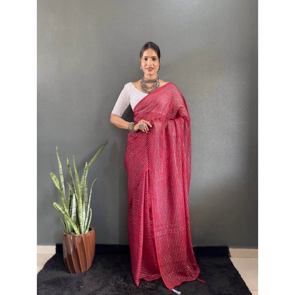 Generic Women's Chiffon Woven Bollywood Saree With Unstitched Blouse (5.5Mtr, Pink) - MYLUXURY LANE ENTERPRISE