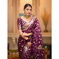 Generic Women's Silk Woven Kanjivaram Saree With Unstitched Blouse (5.5Mtr, Dark Purple) - MYLUXURY LANE ENTERPRISE