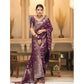 Generic Women's Silk Woven Kanjivaram Saree With Unstitched Blouse (5.5Mtr, Dark Purple) - MYLUXURY LANE ENTERPRISE