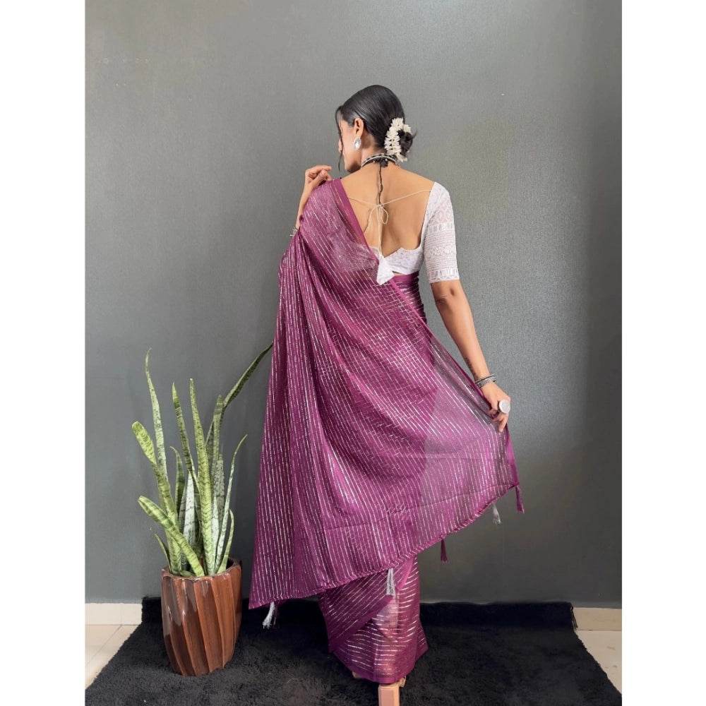 Generic Women's Chiffon Woven Bollywood Saree With Unstitched Blouse (5.5Mtr, Purple) - MYLUXURY LANE ENTERPRISE