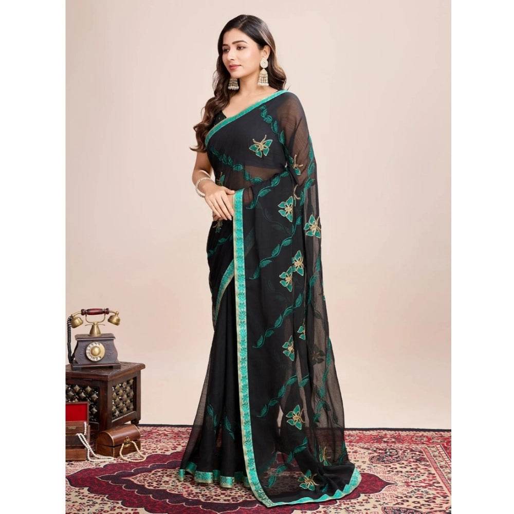 Generic Women's Georgette Printed Saree With Unstitched Blouse (5.5Mtr, Rama) - MYLUXURY LANE ENTERPRISE