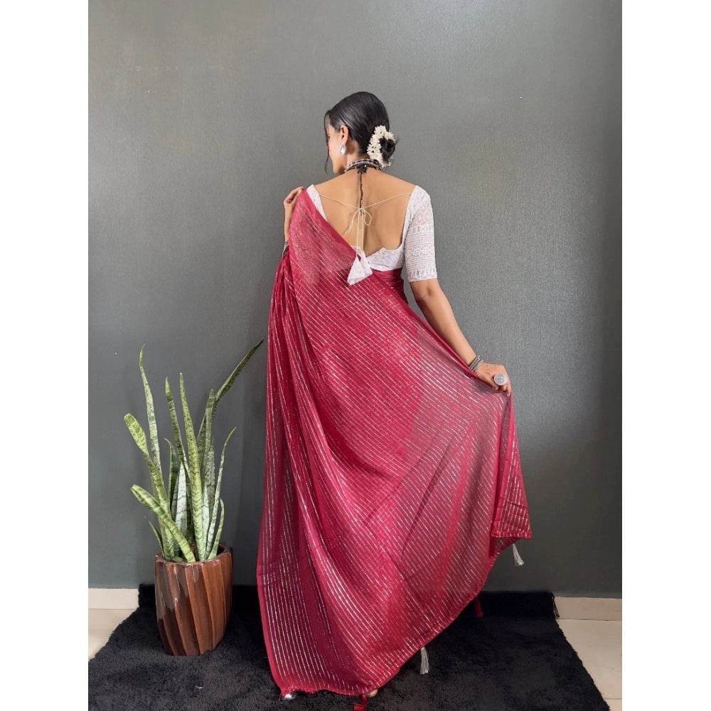 Generic Women's Chiffon Woven Bollywood Saree With Unstitched Blouse (5.5Mtr, Pink) - MYLUXURY LANE ENTERPRISE