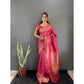 Generic Women's Silk Blend Woven Kanjivaram Saree With Unstitched Blouse (5.5Mtr, Pink) - MYLUXURY LANE ENTERPRISE