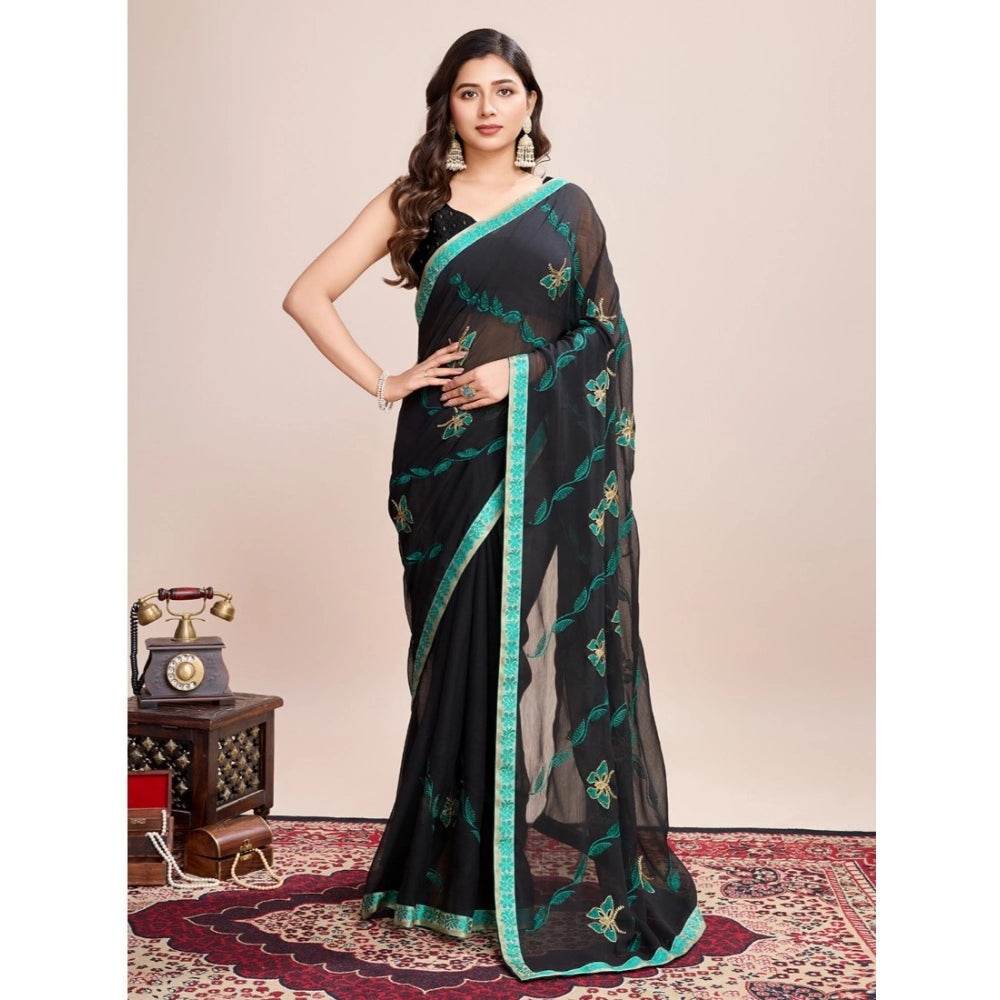 Generic Women's Georgette Printed Saree With Unstitched Blouse (5.5Mtr, Rama) - MYLUXURY LANE ENTERPRISE