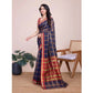 Generic Women's Cotton Silk Checkered Kota Doria Saree With Unstitched Blouse (5.5Mtr, Navy Blue) - MYLUXURY LANE ENTERPRISE