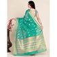 Generic Women's Silk Blend Printed Banarasi Saree With Unstitched Blouse (5.5Mtr, Rama Green) - MYLUXURY LANE ENTERPRISE