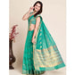 Generic Women's Silk Blend Printed Banarasi Saree With Unstitched Blouse (5.5Mtr, Rama Green) - MYLUXURY LANE ENTERPRISE