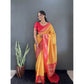 Generic Women's Silk Blend Woven Kanjivaram Saree With Unstitched Blouse (5.5Mtr, Yellow Red) - MYLUXURY LANE ENTERPRISE