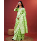 Generic Women's Cotton Silk Printed Saree With Unstitched Blouse 5.5Mtr (Light Green) - MYLUXURY LANE ENTERPRISE