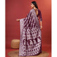 Generic Women's Cotton Silk Printed Saree With Unstitched Blouse 5.5Mtr (Purple) - MYLUXURY LANE ENTERPRISE