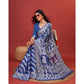 Generic Women's Cotton Silk Printed Saree With Unstitched Blouse 5.5Mtr (Blue) - MYLUXURY LANE ENTERPRISE
