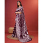 Generic Women's Cotton Silk Printed Saree With Unstitched Blouse 5.5Mtr (Purple) - MYLUXURY LANE ENTERPRISE