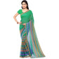 Generic Women's Faux Georgette Printed Saree With Unstitched Blouse 5.5Mtr (Green) - MYLUXURY LANE ENTERPRISE