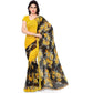 Generic Women's Faux Georgette Printed Saree With Unstitched Blouse 5.5Mtr (Yellow) - MYLUXURY LANE ENTERPRISE