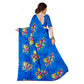 Generic Women's Faux Georgette Printed Saree With Unstitched Blouse 5.5Mtr (Blue) - MYLUXURY LANE ENTERPRISE